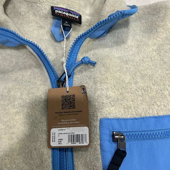 Patagonia Women's XL Synchilla Jacket Fleece Oatmeal Heather Blue Bird NWT - Picture 5 of 10
